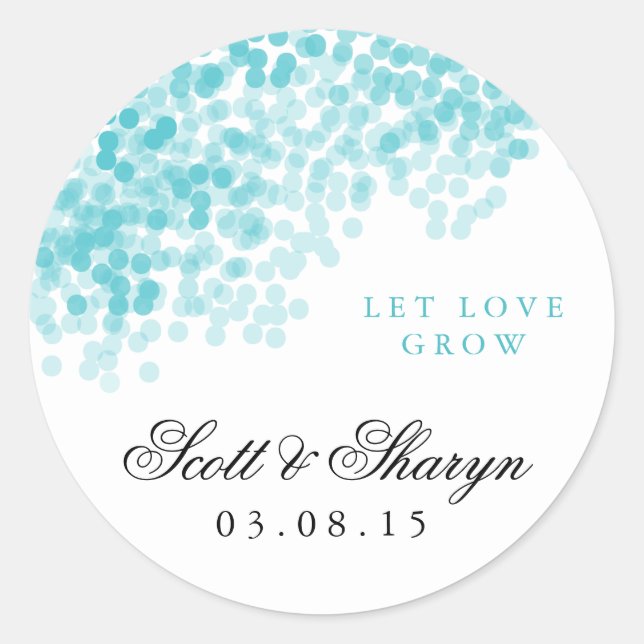 Turquoise Light Shower Wedding Favor Stickers (Front)