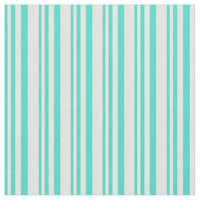 Turquoise & Light Yellow Stripes Pattern Fabric (Close Up)