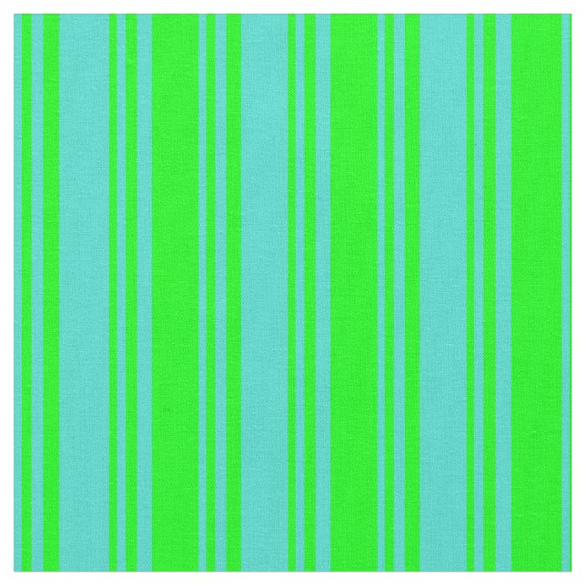 Turquoise & Lime Colored Lines Fabric (Close Up)