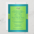 Turquoise, Lime Floral Joined Hearts Invitation