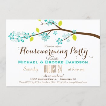 Turquoise  Lime Green  Brown Housewarming Party Invitation by Card_Stop at Zazzle