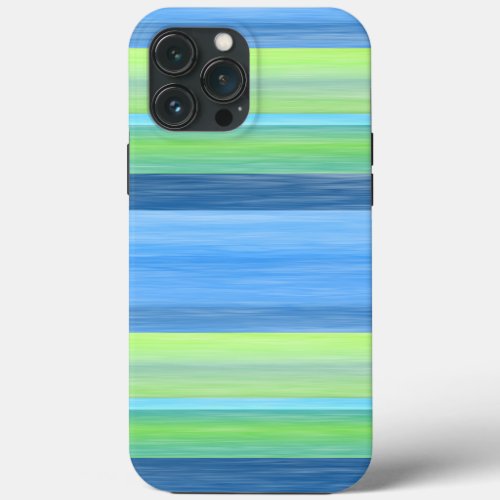 Turquoise Lime Green Watercolor Stripes Pattern iPhone 13 Pro Max Case