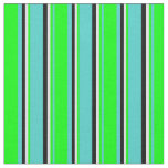 [ Thumbnail: Turquoise, Lime, Lavender & Black Colored Stripes Fabric ]