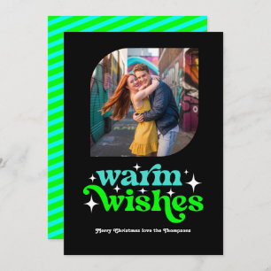 Turquoise & Lime Modern Retro Christmas Photo Holiday Card