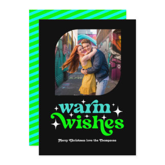 Turquoise & Lime Modern Retro Christmas Photo Holiday Card