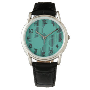 Turquoise Lined Circles Watch