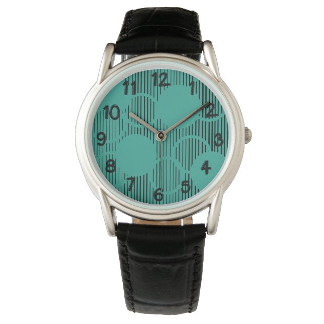 Turquoise Lined Circles Watch (Front)