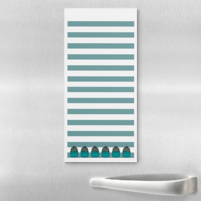 Turquoise | Lined | Potted Cactus - Magnetic Notepad (In Situ)