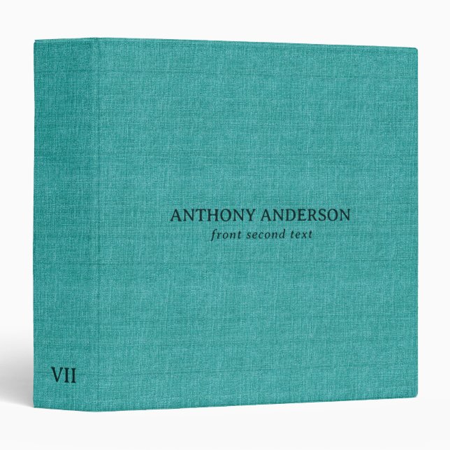 Turquoise Linen Texture 3 Ring Binder (Front/Spine)