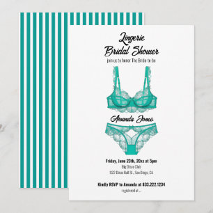 Turquoise Lingerie Bridal Shower  Invitation