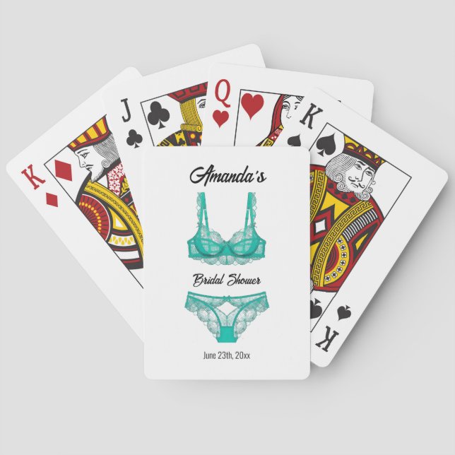 Turquoise Lingerie Bridal Shower Poker Cards (Back)