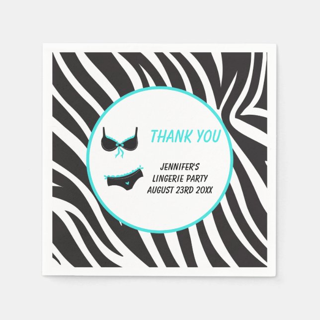 Turquoise Lingerie Party Thank You Napkins (Front)