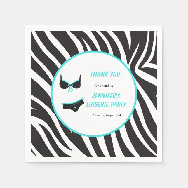 Turquoise Lingerie Party Thank You Napkins (Front)