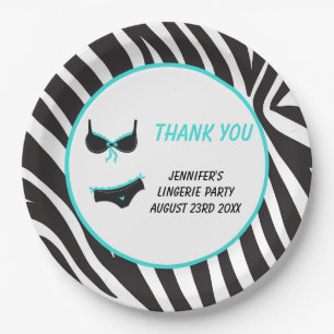 Turquoise Lingerie Party Thank You Paper Plates