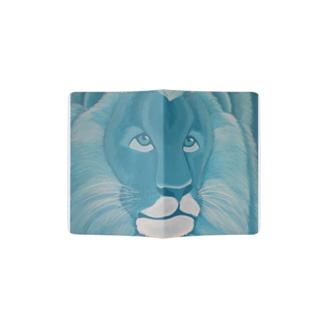 Turquoise Lion Passport Holder (Opened)