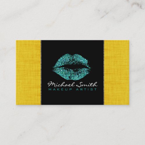 Turquoise Lips Makeup Artis Modern Wood 11 Business Card