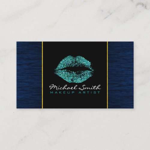 Turquoise Lips Makeup Artis Modern Wood 2 Business Card