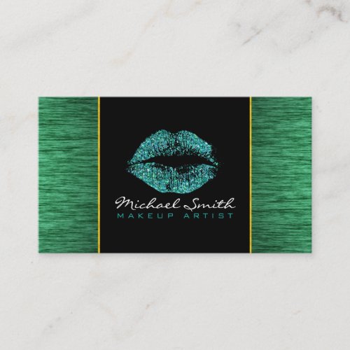 Turquoise Lips Makeup Artis Modern Wood 3 Business Card