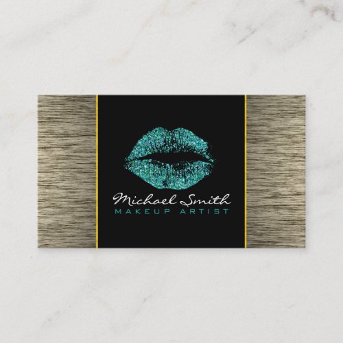 Turquoise Lips Makeup Artis Modern Wood 9 Business Card