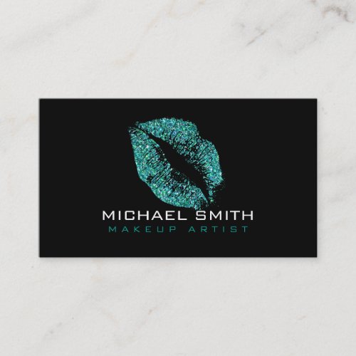 Turquoise Lips Makeup Artist 2 Business Card