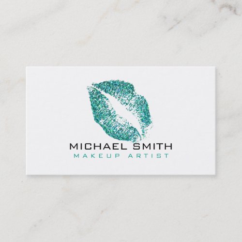 Turquoise Lips Makeup Artist Business Card