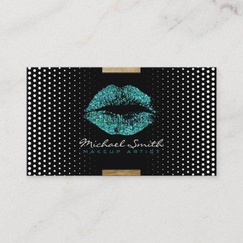 Turquoise Lips Makeup Artist Modern Dots 10 Business Card