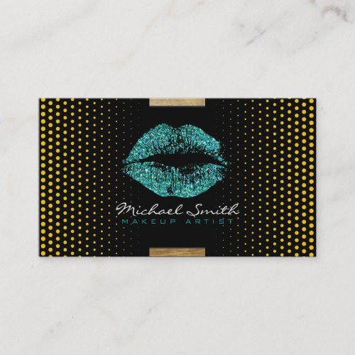 Turquoise Lips Makeup Artist Modern Dots Business Card