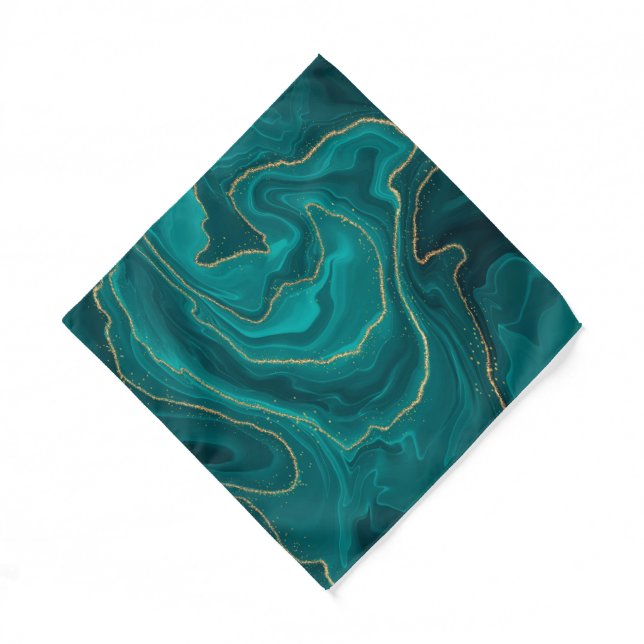 Turquoise liquid marble background with gold bandana (Front)
