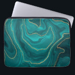 Turquoise liquid marble background with gold laptop sleeve<br><div class="desc">Turquoise liquid marble design background with gold elements,  trendy modern design.</div>