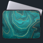 Turquoise liquid marble background with gold laptop sleeve<br><div class="desc">Turquoise liquid marble design background with gold elements,  trendy modern design.</div>