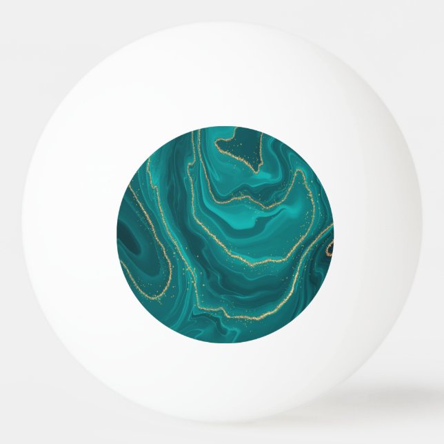 Turquoise liquid marble background with ping pong ball (Front)