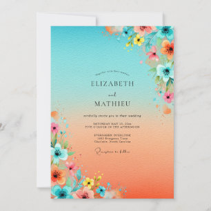 Turquoise Lively Tropical Wedding Invitation