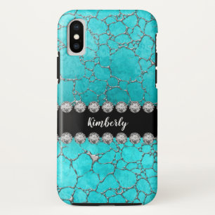 Turquoise Look Monogram Design iPhone XS Case