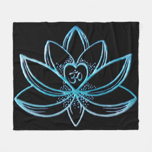 Turquoise Lotus Fleece Blanket