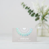 Turquoise Lotus Floral Mandala Healing Arts Business Card (Standing Front)