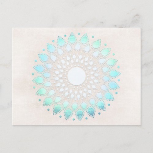 Turquoise Lotus Floral Mandala Postcard