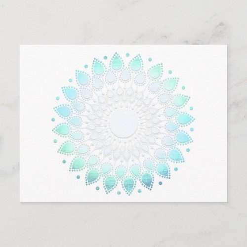 Turquoise Lotus Floral Mandala Postcard