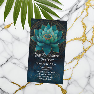 Turquoise Lotus Flower Elegant Zen Yoga Spa Health Business Card