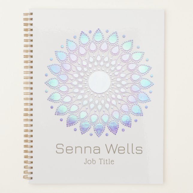 Turquoise Lotus Flower Mandala Planner (Front)