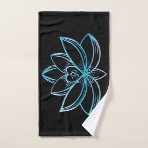 Turquoise Lotus Hand Towel