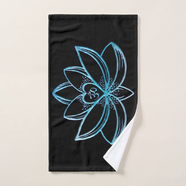 Turquoise Lotus  Hand Towel (Hand Towel)