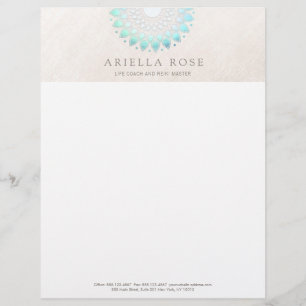 Turquoise Lotus Mandala Letterhead