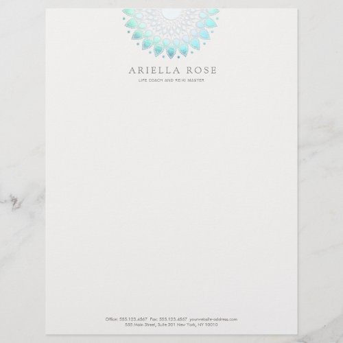 Turquoise Lotus Mandala Letterhead