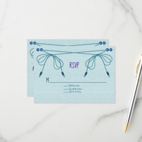 Turquoise Love Knots Wedding RSVP Card
