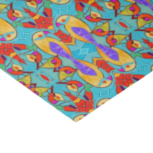 Turquoise Lovebird Mosaic _ Romantic for Couple Tissue Paper