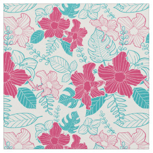 Turquoise & Magenta Floral Pattern Fabric