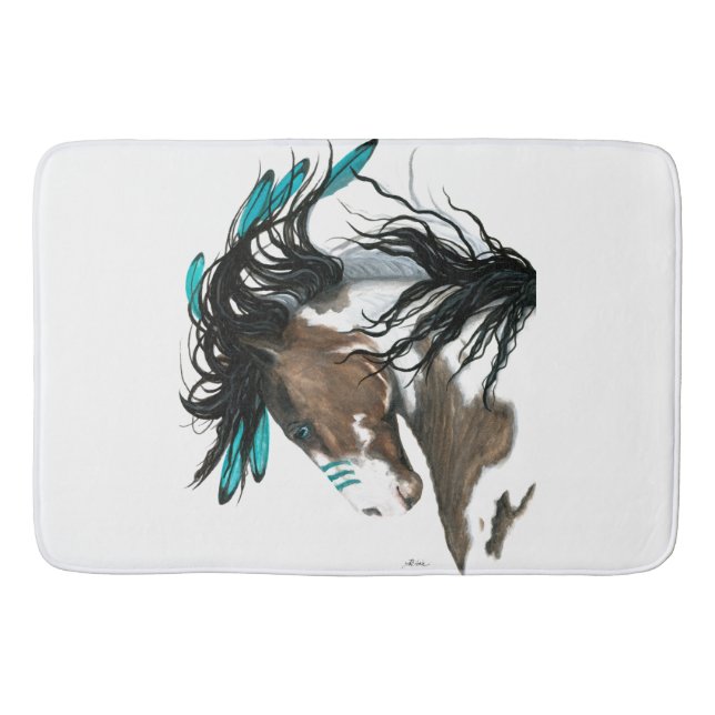 Turquoise Majestic Pinto Horse by Bihrle Bathroom Mat (Front)