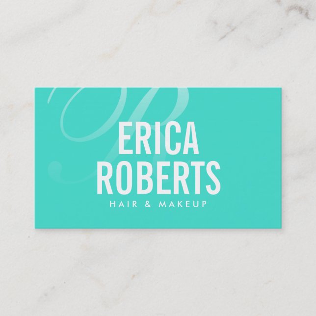 Turquoise Makeup Artist Beauty Salon Modern Business Card (Front)