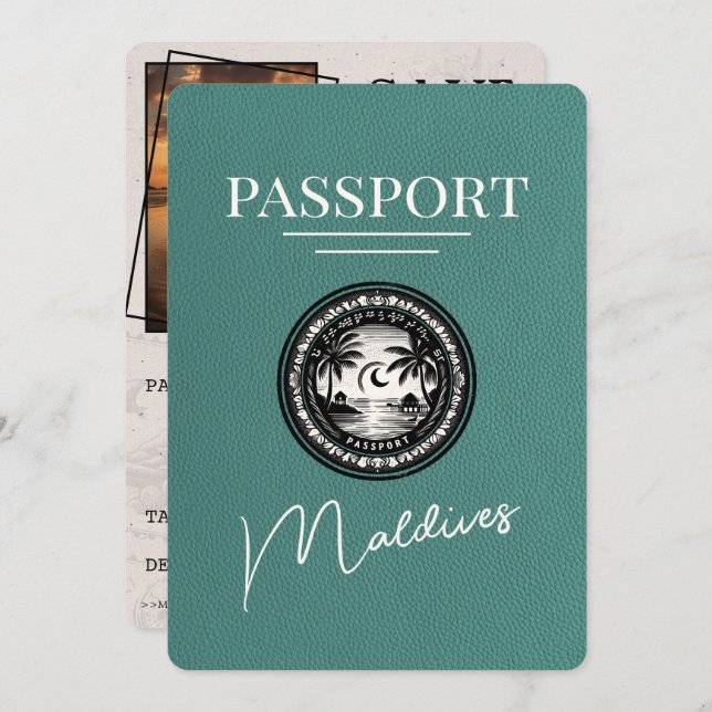 Turquoise Maldives Passport Save The Date (Front/Back)
