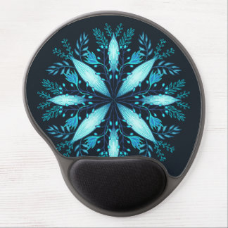 Turquoise Mandala - Blue Winter Snowflake Flower Gel Mouse Pad